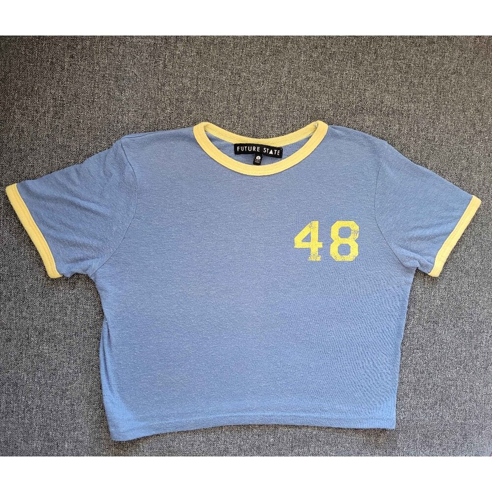 Y2K Future State S Contrast Trim Graphic Print 48 Blokecore Baby Tee Clueless